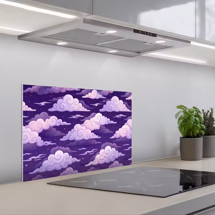 Wolken - Nacht - Natuur - Abstract - Paars keuken achterwand spatscherm klein -3d_schuin