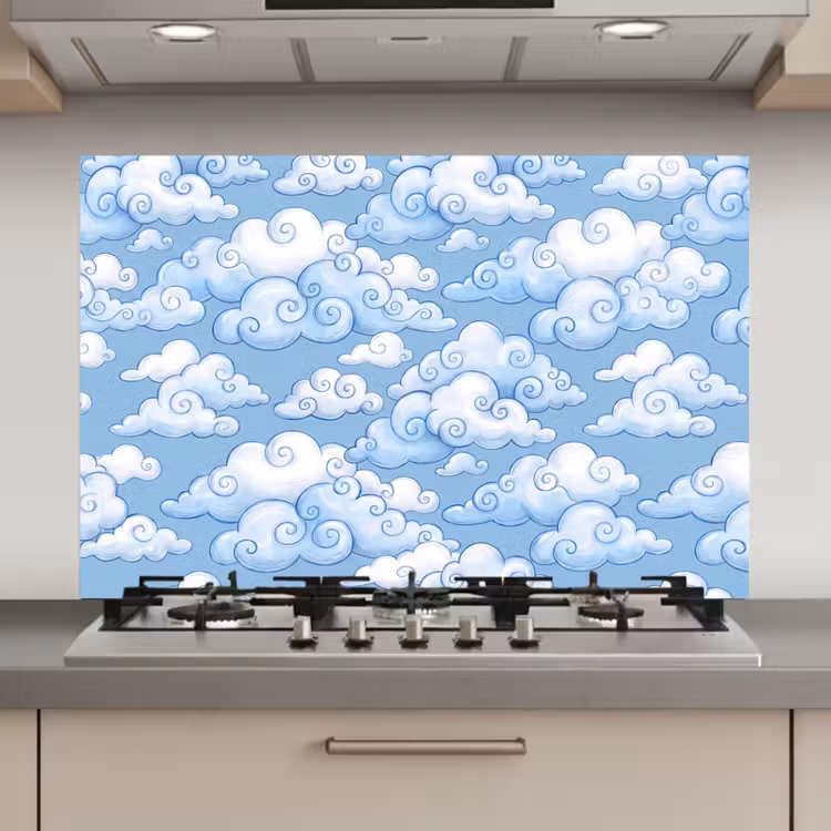 Wolken - Patroon - Hemel - Illustratie - Wit keuken achterwand spatscherm klein -3d_website