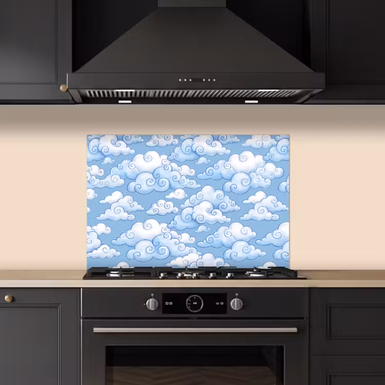 Wolken - Patroon - Hemel - Illustratie - Wit keuken achterwand spatscherm klein -sfeer1