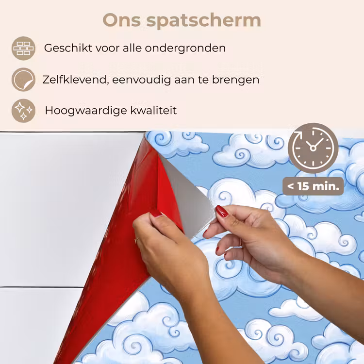 Wolken - Patroon - Hemel - Illustratie - Wit keuken achterwand spatscherm klein -spatscherm_NL
