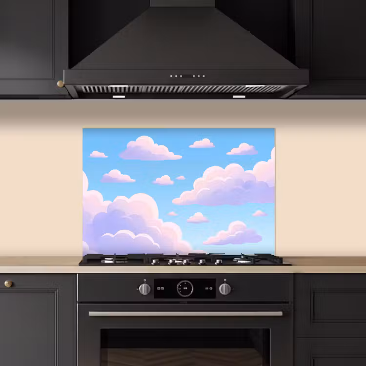 Wolken - Roze - Blauw - Natuur - Modern keuken achterwand spatscherm klein -sfeer1