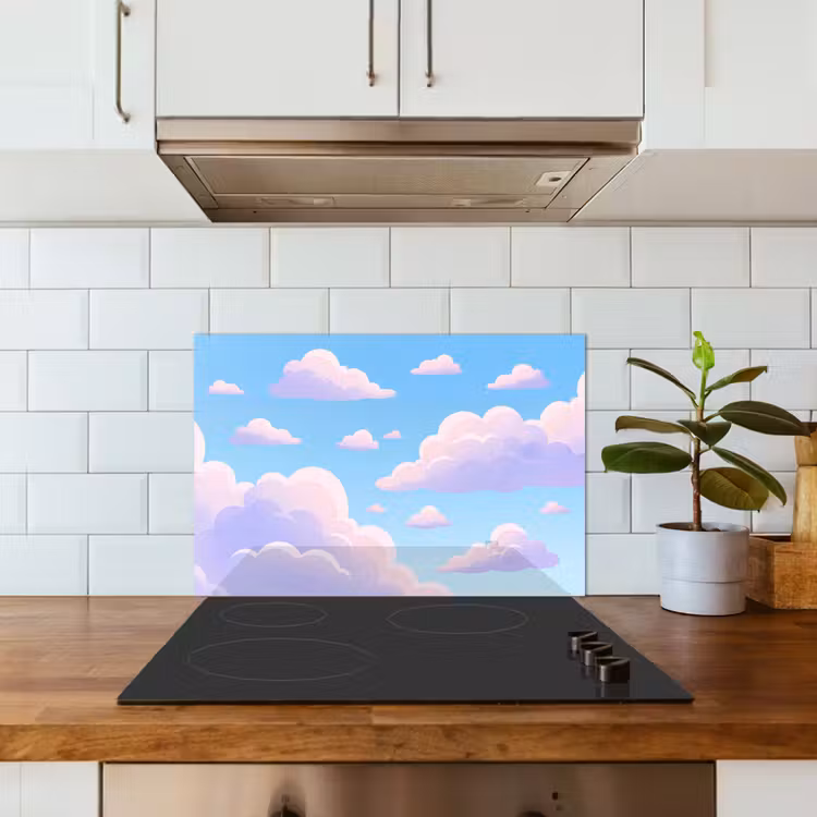 Wolken - Roze - Blauw - Natuur - Modern keuken achterwand spatscherm klein -sfeer2