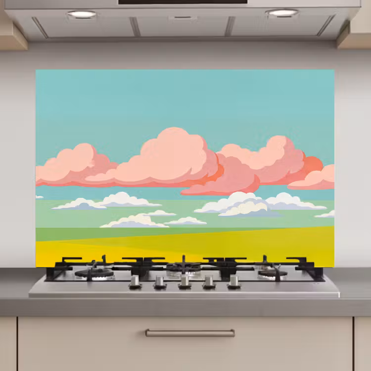 Wolken - Roze - Natuur - Modern - Pastel keuken achterwand spatscherm klein -3d_website