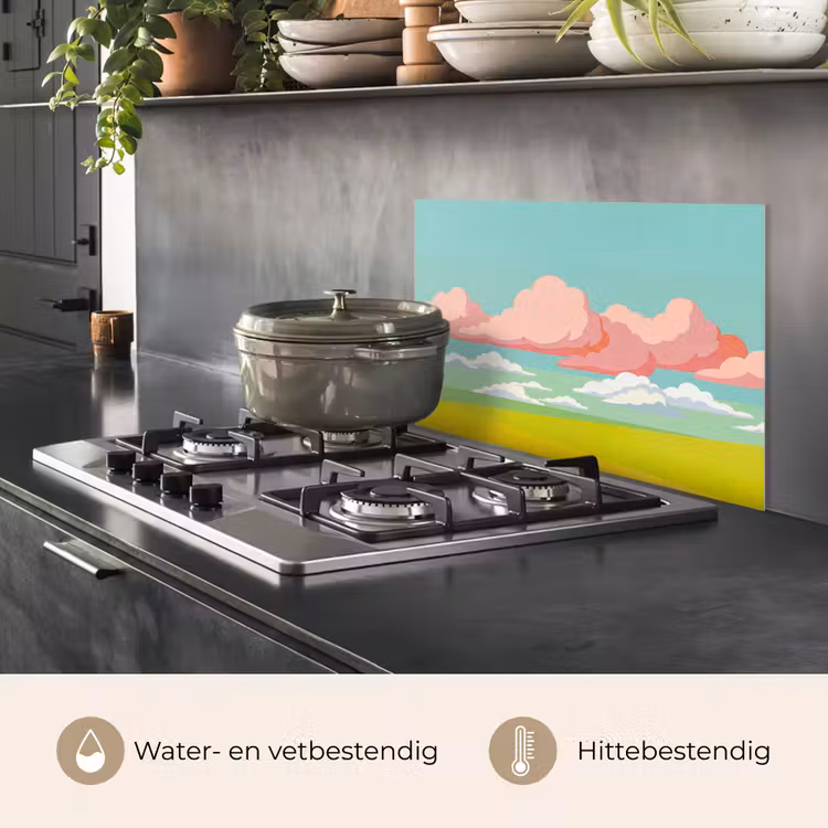 Wolken - Roze - Natuur - Modern - Pastel keuken achterwand spatscherm klein -usp_NL