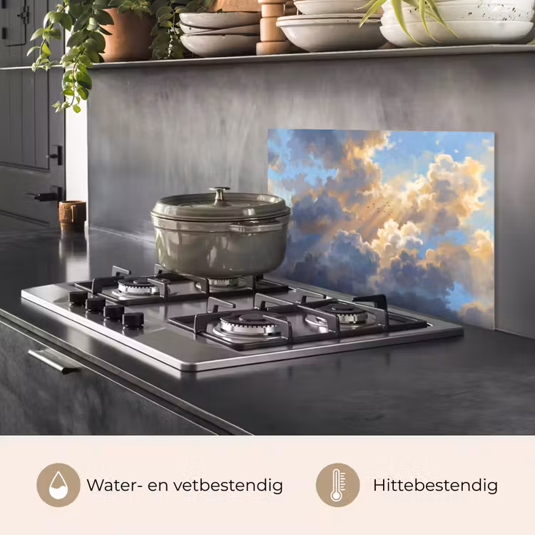 Wolken - Zonnestralen - Natuur - Abstract - Blauw keuken achterwand spatscherm klein -usp_NL