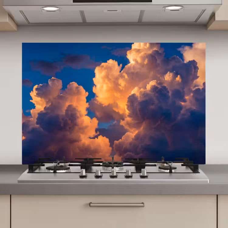 Wolken - Zonsondergang - Natuur - Oranje - Blauw keuken achterwand spatscherm klein -3d_website