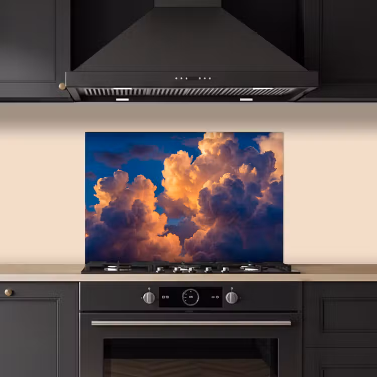 Wolken - Zonsondergang - Natuur - Oranje - Blauw keuken achterwand spatscherm klein -sfeer1