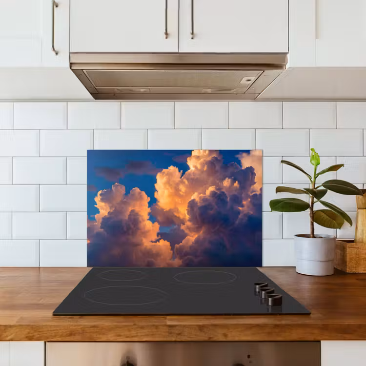 Wolken - Zonsondergang - Natuur - Oranje - Blauw keuken achterwand spatscherm klein -sfeer2