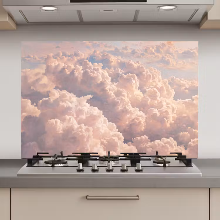 Wolken - Zonsondergang - Natuur - Pastel - Roze keuken achterwand spatscherm klein -3d_website