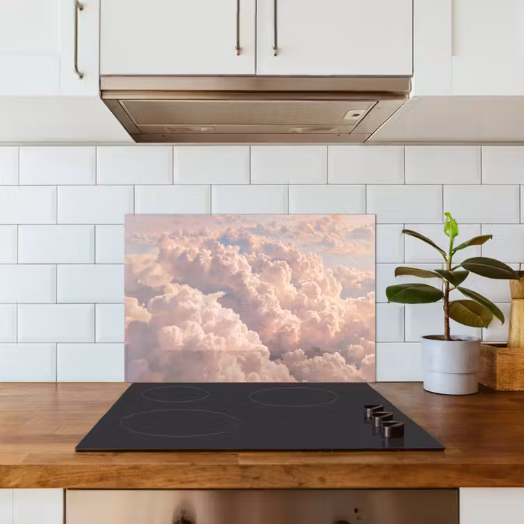 Wolken - Zonsondergang - Natuur - Pastel - Roze keuken achterwand spatscherm klein -sfeer2