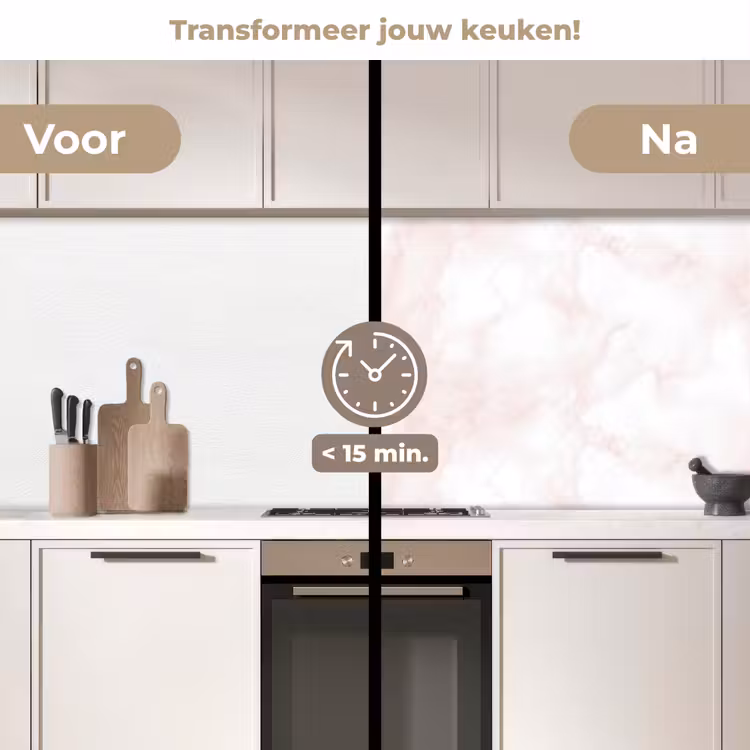 Wolkenstructuur - Roze - Marmer keuken achterwand 2 middel 871 -voor-na2_NL