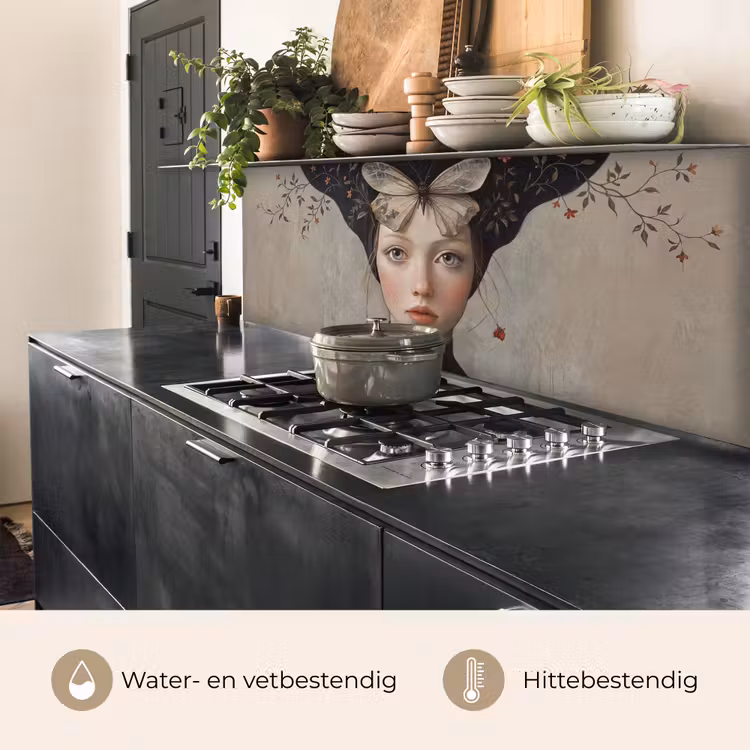 Woman - Butterfly - Art - Classic - Muted keuken achterwand 2 middel -usp_NL