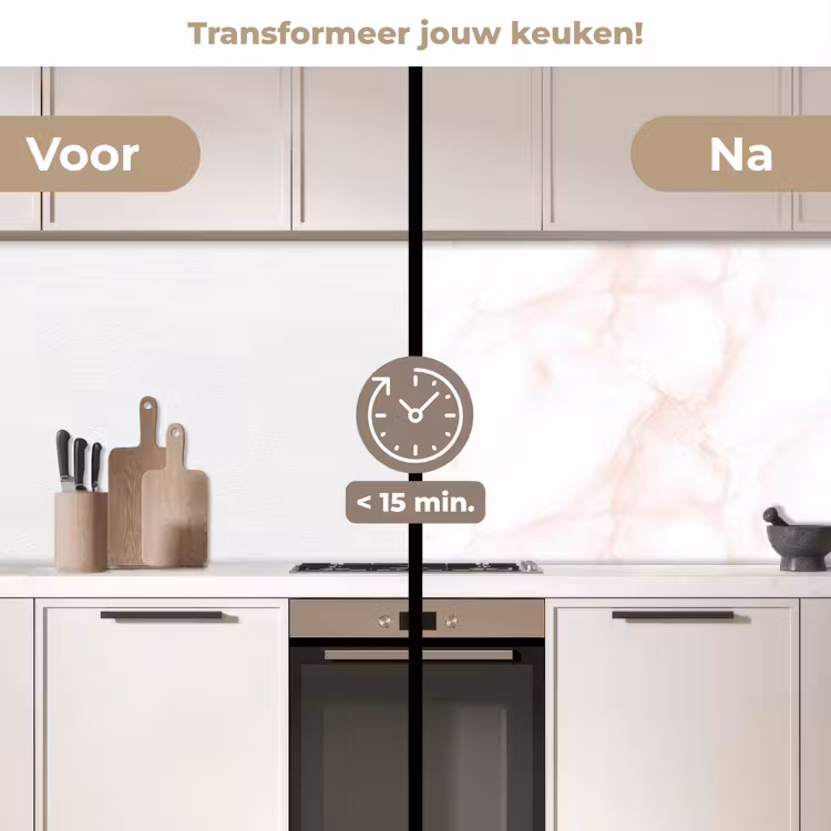 Zalmroze - Marmer - Aders keuken achterwand 2 middel 871 -voor-na2_NL