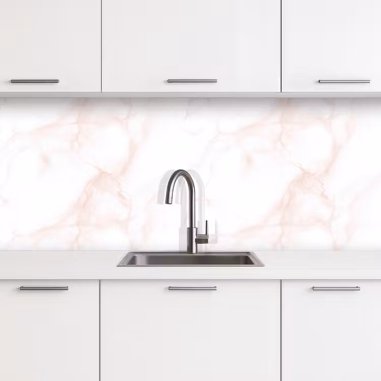 Zalmroze - Marmer - Aders keuken achterwand 2 middel 871 -3d