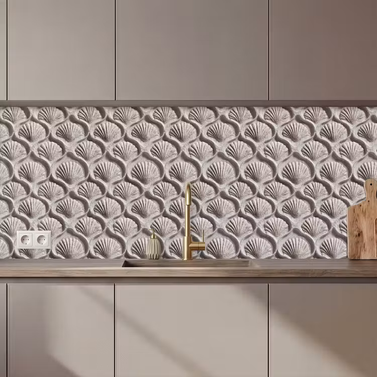 Zand - Schelpenvorm - Grijs keuken achterwand 2 middel 871 zz_3dshopping