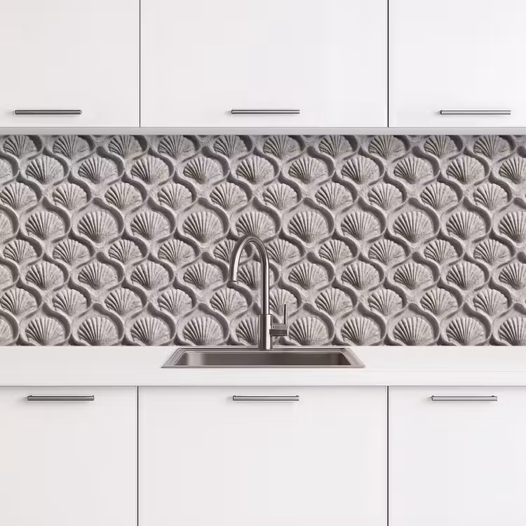 Zand - Schelpenvorm - Grijs keuken achterwand 2 middel 871 -3d