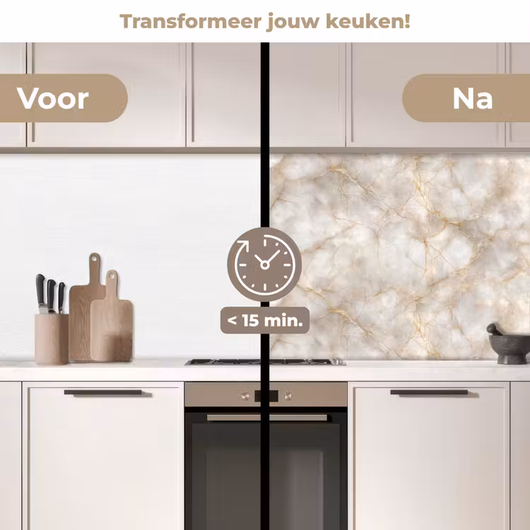 Zandkleurig - Marmer - Natuursteen keuken achterwand 2 middel 871 -voor-na2_NL