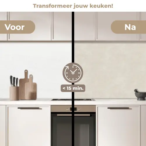 Zandkleurig - Modern - Egaal keuken achterwand 2 middel 871 -voor-na2_NL