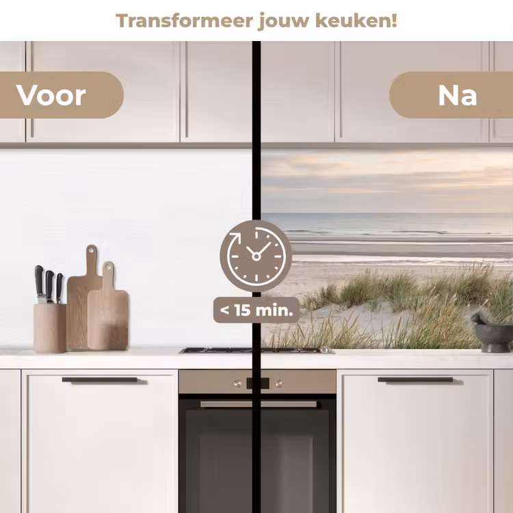 Zandstrand - Bewolkt - Duinen keuken achterwand 2 middel -voor-na2_NL