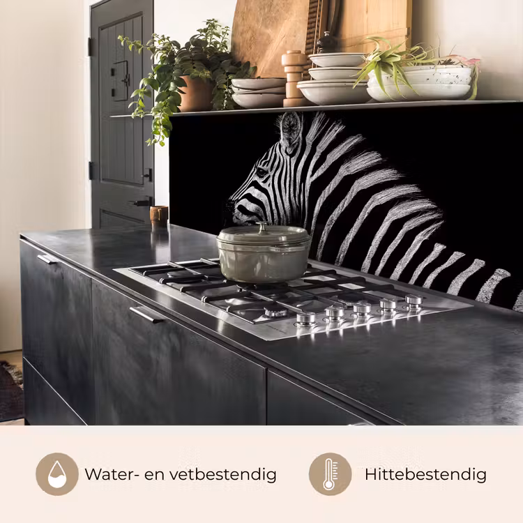 Zebra - Dier - Zwart keuken achterwand 2 middel -usp_NL
