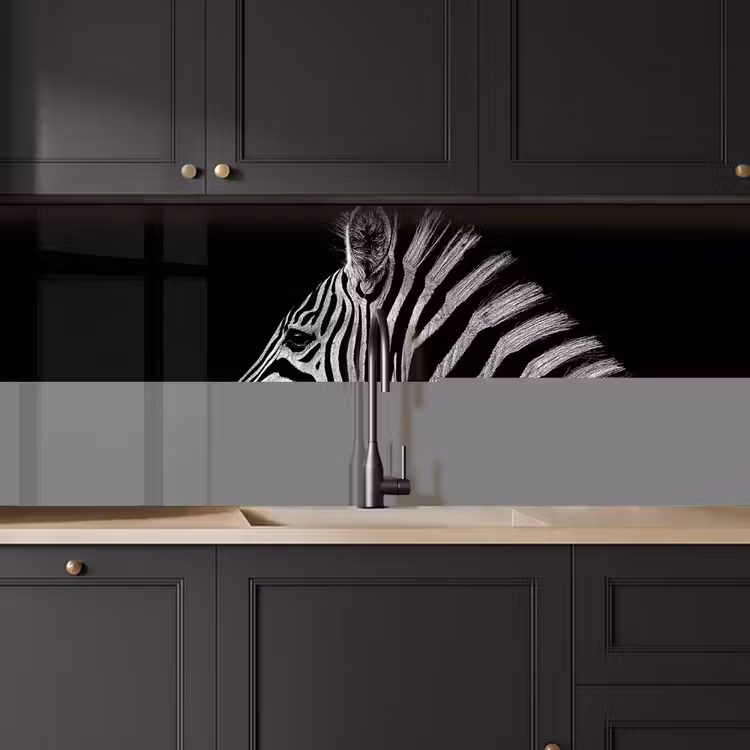 Zebra - Dier - Zwart keuken achterwand 2 middel -sfeer1