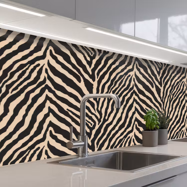 Zebra - Klassiek - Zwart keuken achterwand 2 middel 871 -3d_schuin