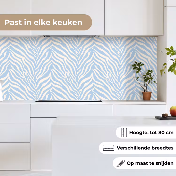 Zebra - Motief - Blauw - Wit keuken achterwand 2 middel 871 -sfeer4_NL