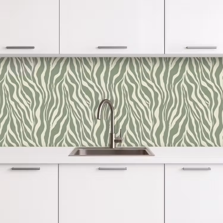 Zebra - Motief - Groen keuken achterwand 2 middel 871 -3d