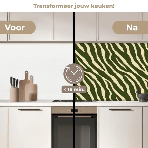 Zebra - Patroon - Groen keuken achterwand 2 middel 871 -voor-na2_NL