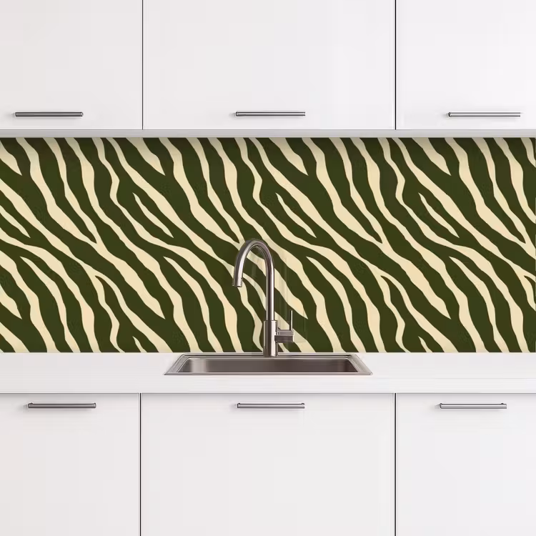 Zebra - Patroon - Groen keuken achterwand 2 middel 871 -3d