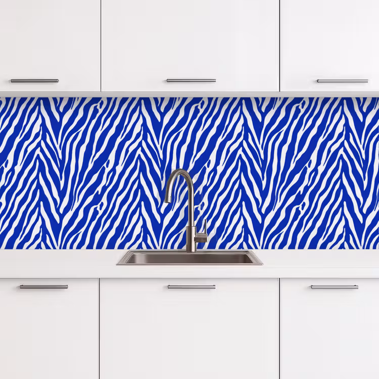 Zebra - Patroon - Kobalt - Blauw keuken achterwand 2 middel 871 -3d