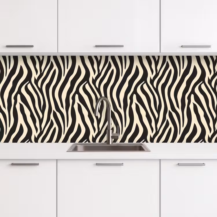 Zebra - Print - Klassiek - Zwart keuken achterwand 2 middel 871 -3d