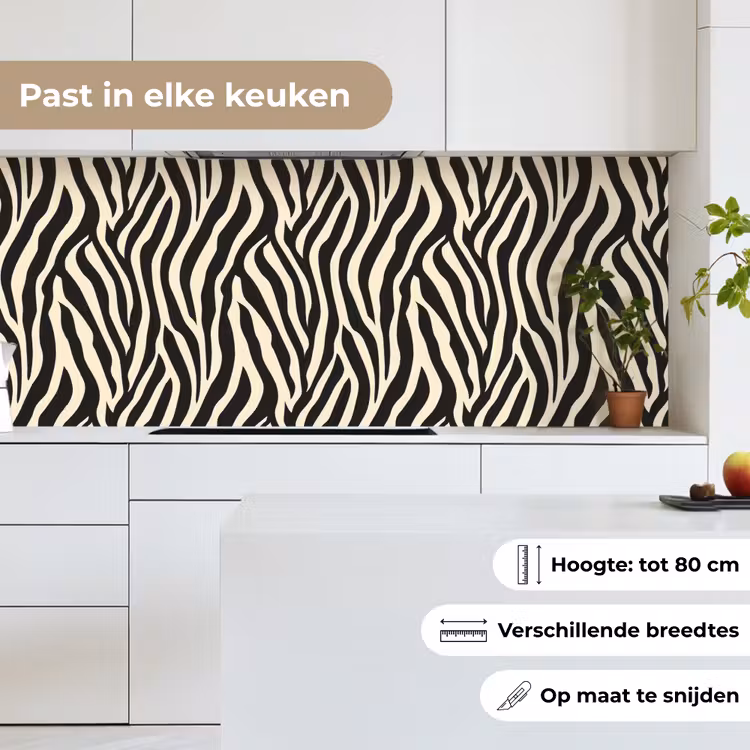 Zebra - Print - Klassiek - Zwart keuken achterwand 2 middel 871 -sfeer4_NL