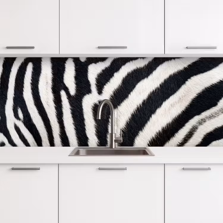 Zebra - Vacht - Klassiek - Zwart - Wit keuken achterwand 2 middel -3d