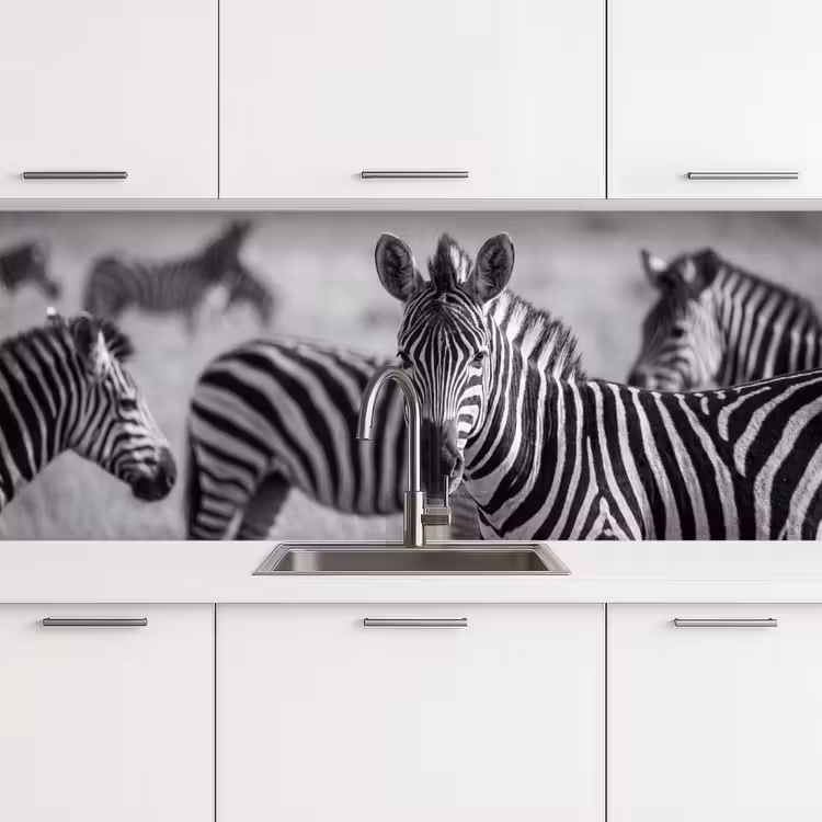 Zebra's - Zwart - Wit keuken achterwand 2 middel -3d