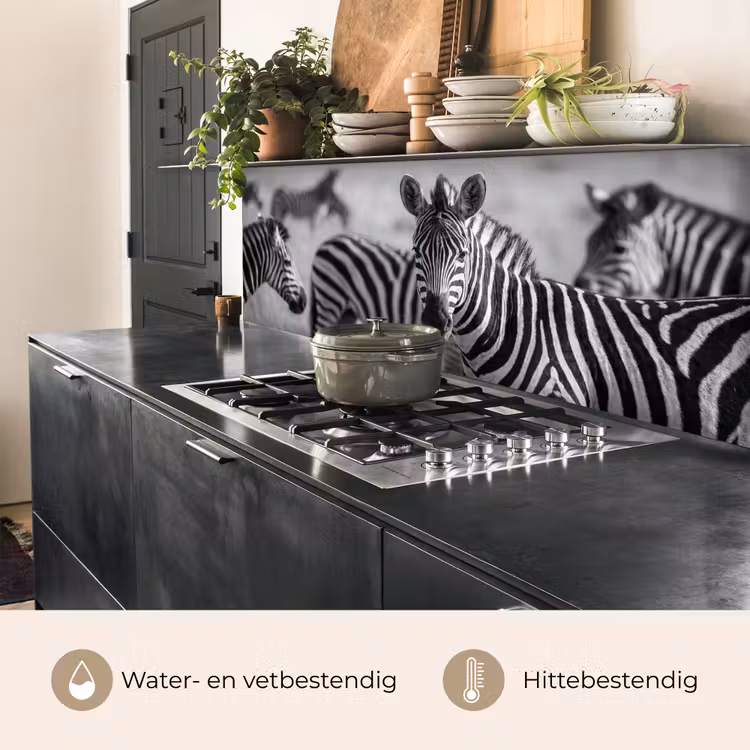 Zebra's - Zwart - Wit keuken achterwand 2 middel -usp_NL