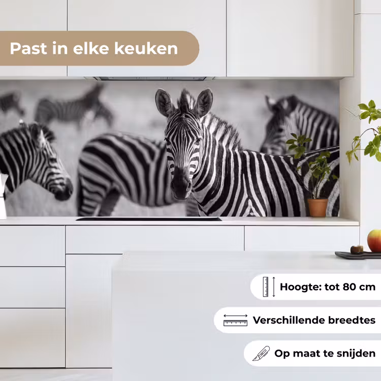 Zebra's - Zwart - Wit keuken achterwand 2 middel -sfeer4_NL