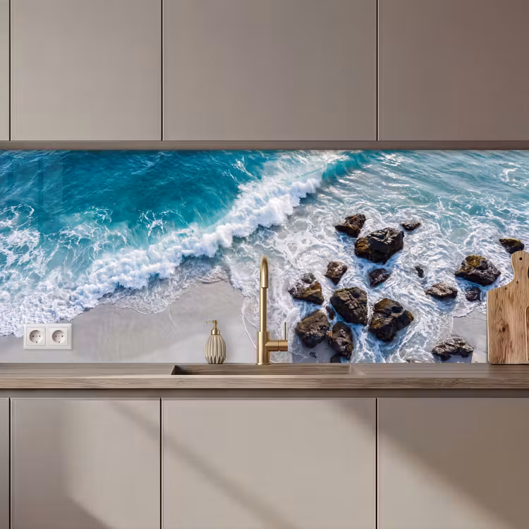Zee - Golf - Strand - Natuur - Blauw keuken achterwand 2 middel zz_3dshopping