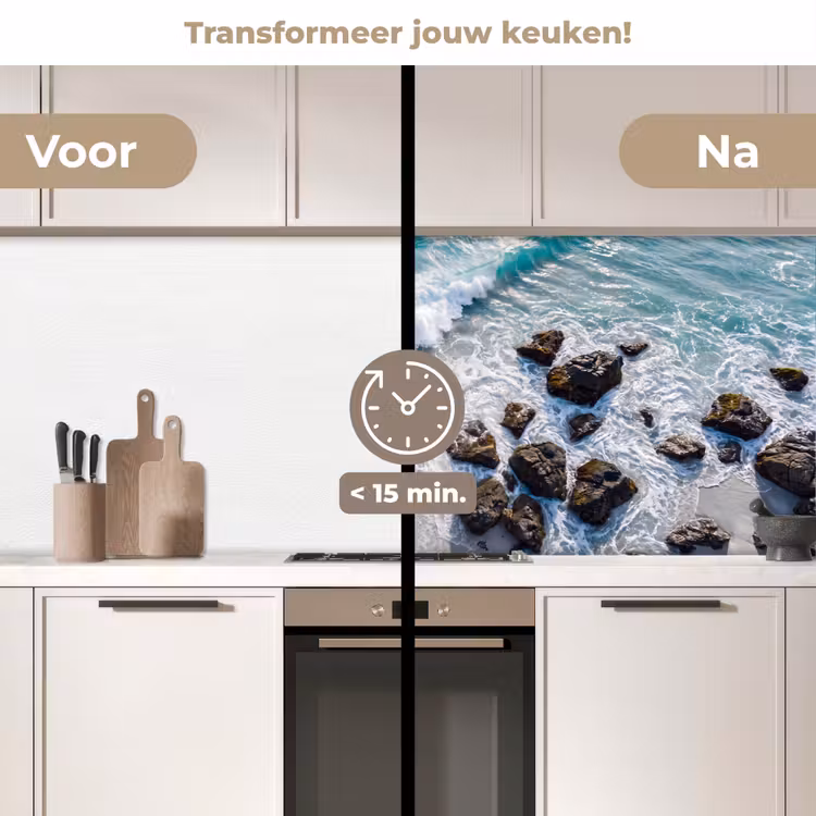 Zee - Golf - Strand - Natuur - Blauw keuken achterwand 2 middel -voor-na2_NL