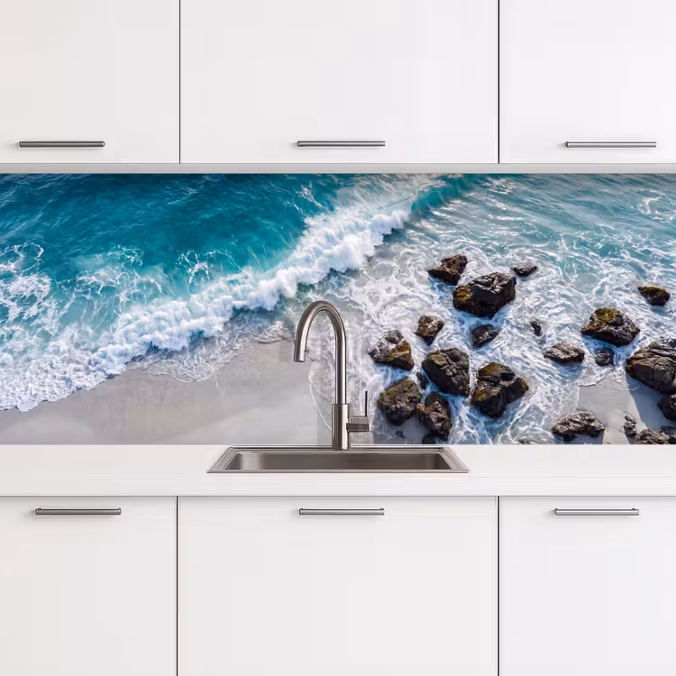 Zee - Golf - Strand - Natuur - Blauw keuken achterwand 2 middel -3d