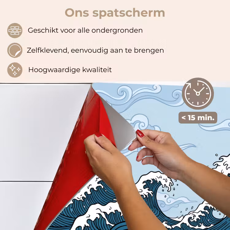 Zee - Golven - Japans - Natuur - Blauw keuken achterwand spatscherm klein -spatscherm_NL