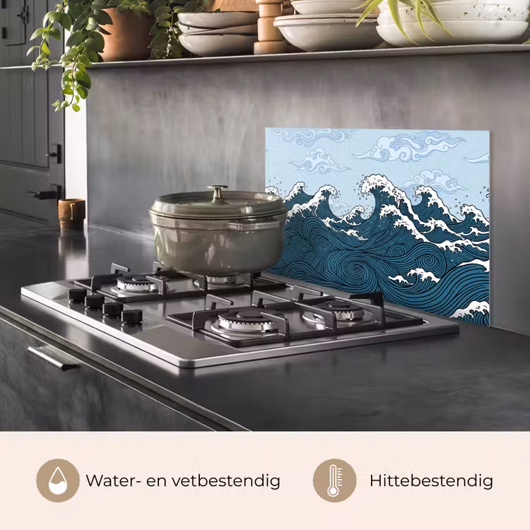 Zee - Golven - Japans - Natuur - Blauw keuken achterwand spatscherm klein -usp_NL