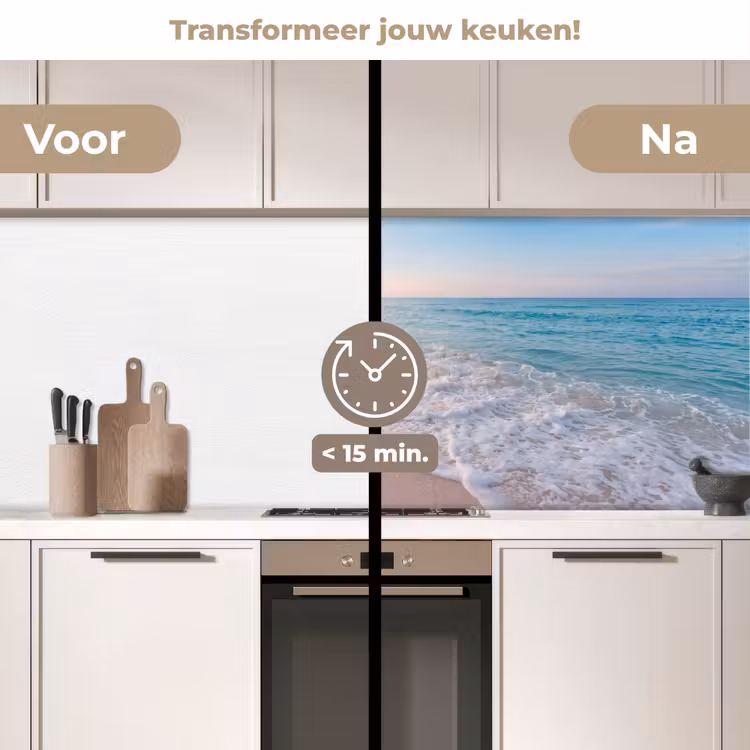 Zee - Golven - Strand - Natuur - Wit keuken achterwand 2 middel -voor-na2_NL