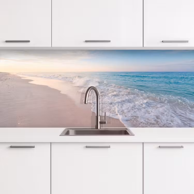 Zee - Golven - Strand - Natuur - Wit keuken achterwand 2 middel -3d