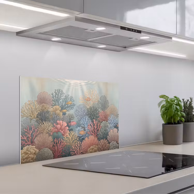 Zee - Koraal - Vis - Natuur - Kleurrijk keuken achterwand spatscherm klein -3d_schuin