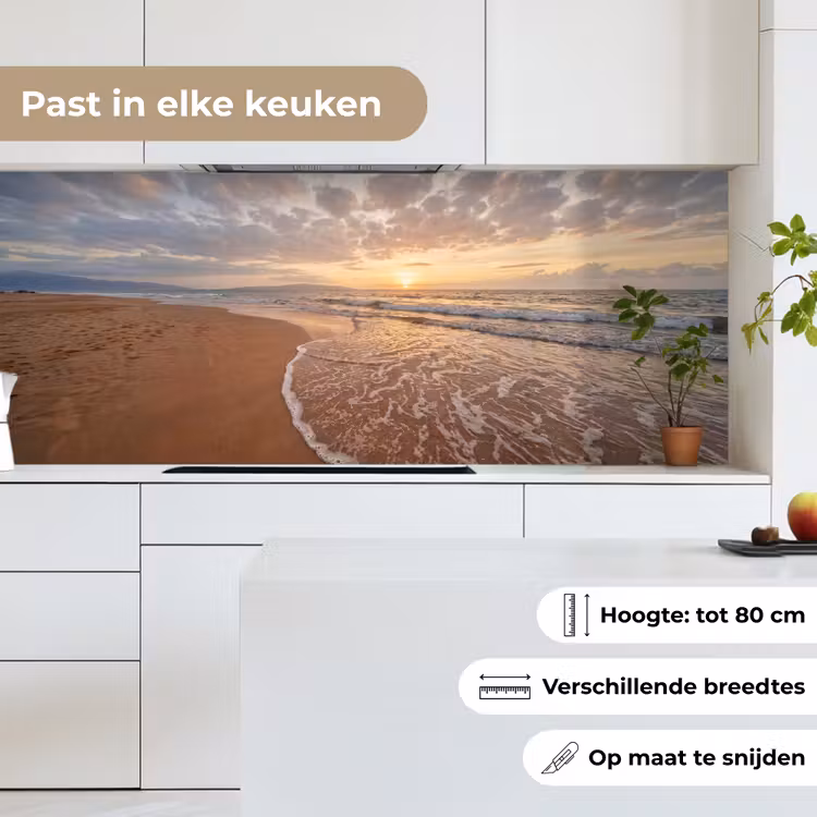 Zee - Kustlijn - Wolken - Landschap - Oranje keuken achterwand 2 middel -sfeer4_NL