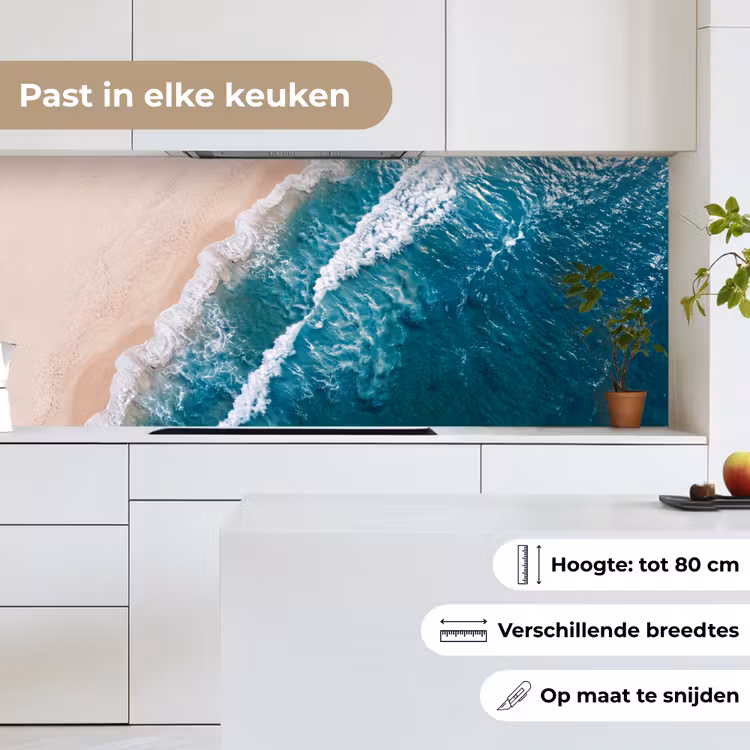 Zee - Strand - Golven - Natuur - Blauw keuken achterwand 2 middel -sfeer4_NL