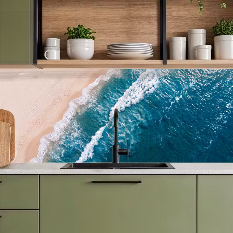 Zee - Strand - Golven - Natuur - Blauw keuken achterwand 2 middel -sfeer3