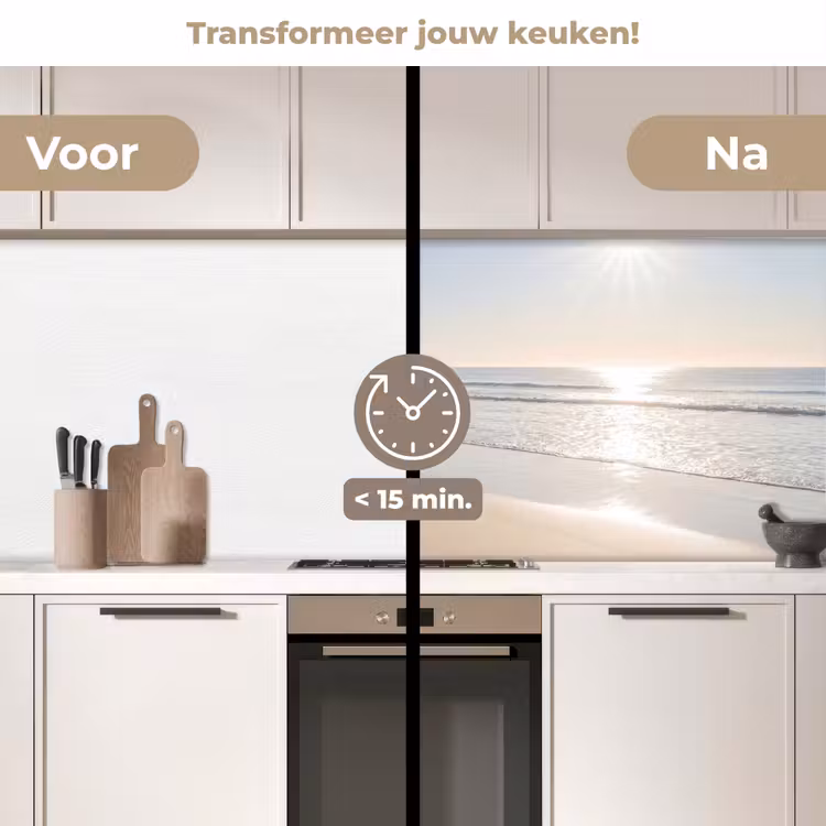 Zee - Zon - Zand keuken achterwand 2 middel -voor-na2_NL