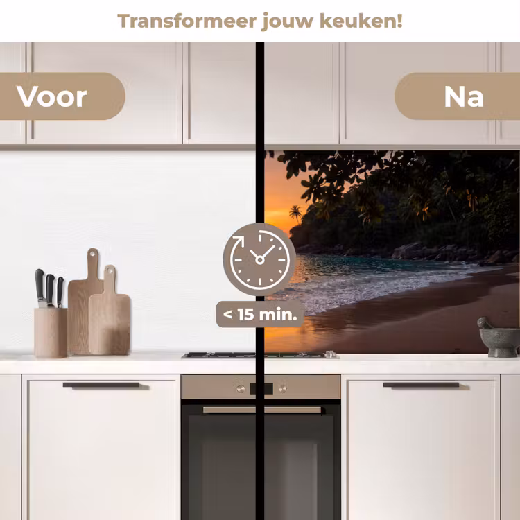 Zee - Zonsondergang - Boot - Natuur - Oranje keuken achterwand 2 middel -voor-na2_NL